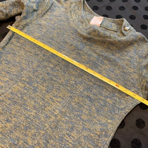 Green Brand Recycled Knit Top Blue Yellow Leaf Button Boho - Picture 11 of 12